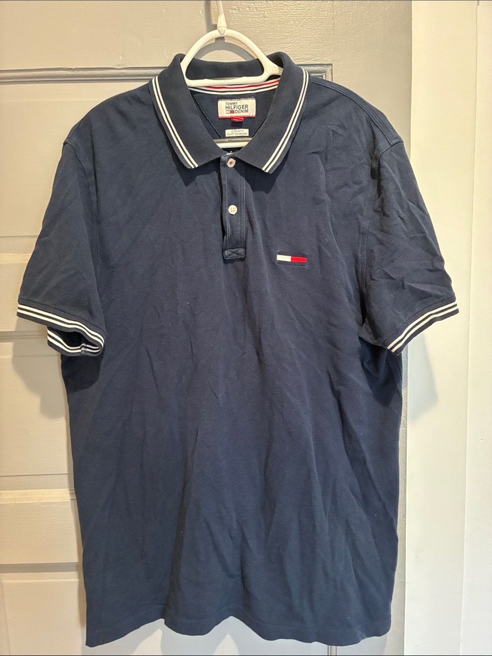 Tommy Hilfiger Navy Polo with Contrast Stripe Collar